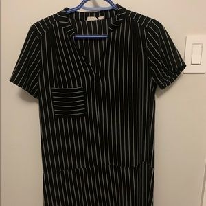 Pin-striped T-Shirt Blouse-style Mini Dress